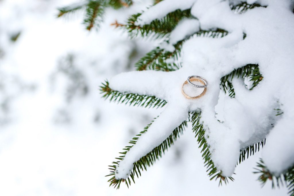 Wedding Rings in the Snow