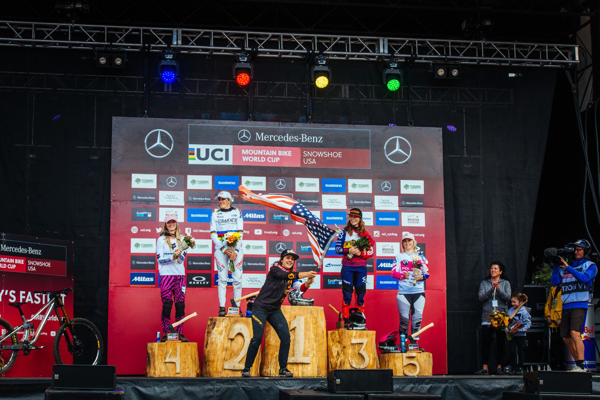 The womens podium at UCI