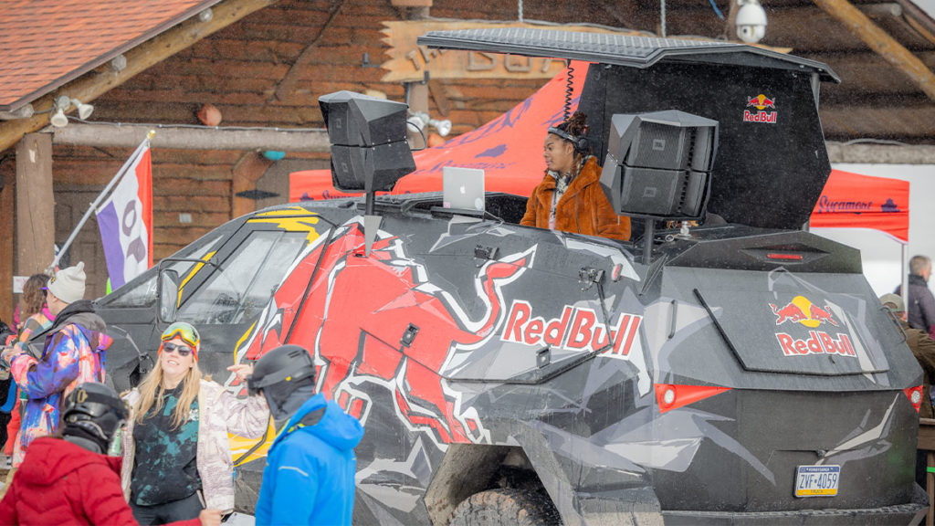 DJ Cyn City in the Red Bull truck